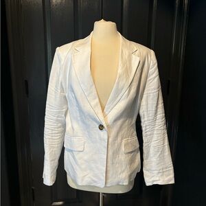 Quince White Blazer Structured Notched Lapel